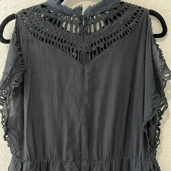 IRO Caity Embroidered Mini Dress, Black/Navy, Size 8 (40)